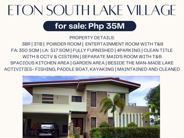 **buyer only** ETON SOUTH LAKE VILLAGE 3br house and lot Beside the man-made lake
