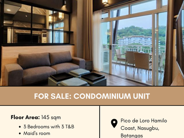 FOR SALE Modern 3 bedroom unit located at Pico de Loro Hamilo Coast, Nasugbu, Batangas