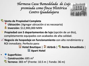 Casa Remodelada  con 6 departamentos en venta Centro Guadalajara