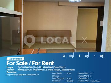Apartemen Kebagusan City Tower Royal Lt.21 Pasar Minggu, Jakarta Selatan