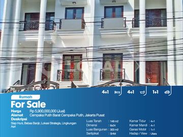 Rumah Cempaka Putih Barat Cempaka Putih, Jakarta Pusat