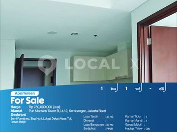 Apartemen Puri Mansion Tower B, Lt.12, Kembangan, Jakarta Barat