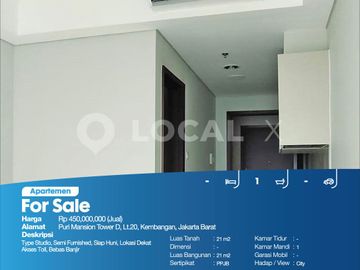 Apartemen Puri Mansion Tower D, Lt.20, Kembangan, Jakarta Barat