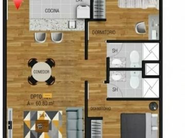 SE VENDE MODERNO DEPARTAMENTO de 60m2  EN ZONA TOP DE SAN ISIDRO *OPORTUNIDAD DE INVERSIÓN
