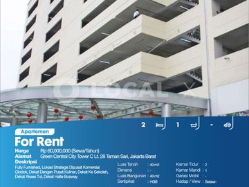 Apartemen Green Central City Tower C Lt. 28 Taman Sari, Jakarta Barat