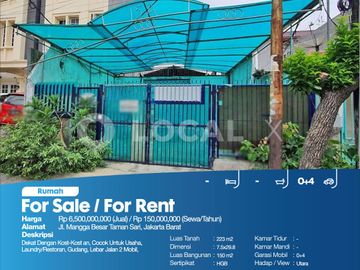 Rumah Jl. Mangga Besar Taman Sari, Jakarta Barat