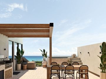 Penthouse con vista al mar desde rooftop en venta, Centro, Playa del Carmen