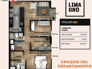 📣Se alquila Departamento con 3 dormitorio dentro Edificio Moderno (áreas comunes))
