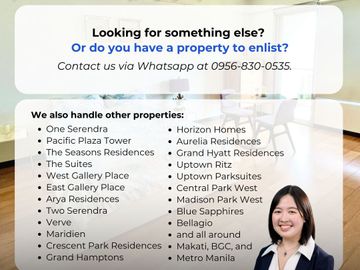 FOR SALE: One Serendra 2BR Condo in BGC, Taguig (Direct Buyers Only) West East Gallery Place, Verve, Maridien, One Serendra