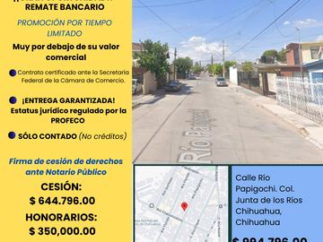 ¡OPORTUNIDAD ÚNICA! RÍO PAPIGOCHI COL. JUNTA DE LOS RÍOS, CHIHUAHUA, CHIHUAHUA.