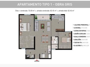 Venta de Apartamento en obra gris conjunto sector Guabinas Yumbo