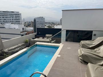 VENDO LINDO DUPLEX DE ESTRENO 1DORM CON JARDIN Y TERRAZA MAS AREA SOCIAL TERRAZA, PISICINAA, BBQ Y BAR EN MIRAFLORESS