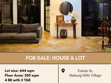 For Sale: House and Lot located at Toledo St. Alabang Hills Village