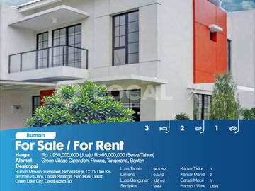 Rumah Green Village Cipondoh, Pinang, Tangerang, Banten