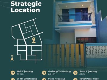 Rumah Cijantung Pasar Rebo, Baru 2 LANTAI Mewah Murah di Jaktim Kota Jakarta Timur (APS) Jual Dijual