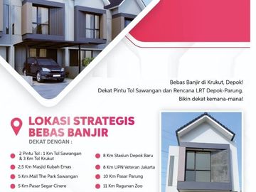 Rumah Deli Meruyung Limo Dekat Tol Sawangan Brigif Limo, Baru, Mewah Murah di Kota Depok Jual Dijual
