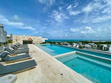 DEPARTAMENTO CON PRECIO DE OPORTUNIDAD, AMUEBLADO Y EQUIPADO EN RIVA, PUERTO CANCUN, IDEAL PARA RENTA VACACIONAL