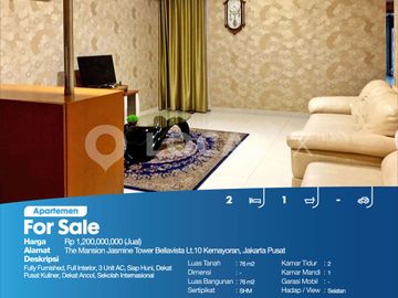 Apartemen The Mansion Jasmine Tower Bellavista Lt.10 Kemayoran, Jakarta Pusat