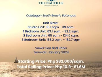 PRE-SELLING: The Nautilus by Landco Pacific - Studio Unit - Calatagan South Beach, Batangas