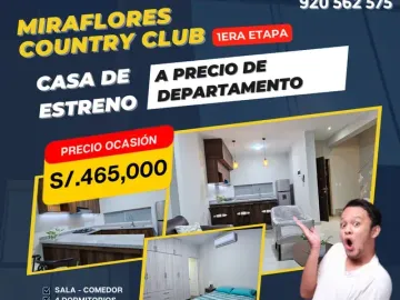 VENDO CASA A PRECIO DE DEPARTAMENTO EN MIRAFLORE COUNTRY CLUB, CASTILLA