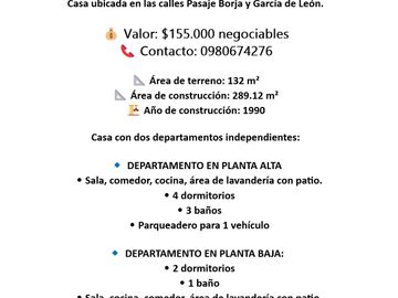 VENDO CASA RENTERA SECTOR LAS CASAS BAJO Centro norte de Quito.