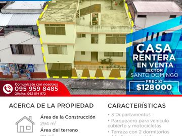 Se vende Casa Rentera en Ibarra, Santo Domingo