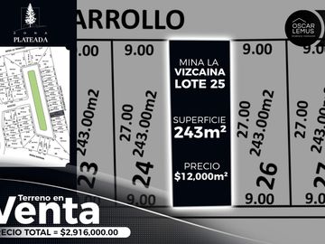 TERRENO A LA VENTA EN ZONA PLATEADA LA VIZCAINA, PACHUCA DE SOTO