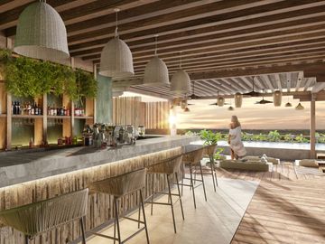 Departamento con alberca privada, frente al mar, en venta, Tankah, Tulum.