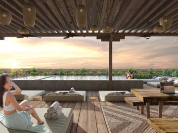Departamento con alberca privada, frente al mar, en venta, Tankah, Tulum.