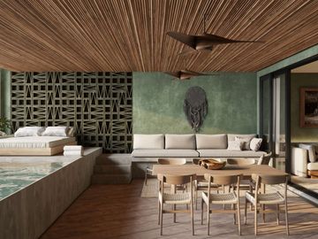 Departamento con alberca privada, frente al mar, en venta, Tankah, Tulum.