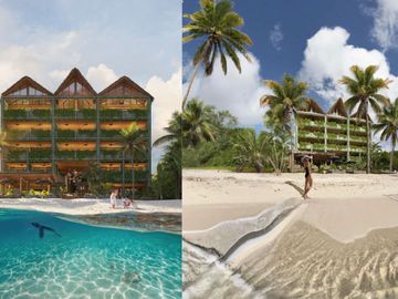 Departamento con alberca privada, frente al mar, en venta, Tankah, Tulum.