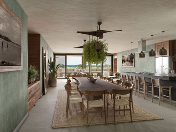 Departamento con alberca privada, frente al mar, en venta, Tankah, Tulum.