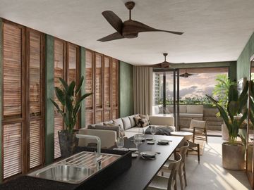 Departamento con alberca privada, frente al mar, en venta, Tankah, Tulum.