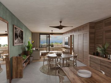 Departamento con alberca privada, frente al mar, en venta, Tankah, Tulum.