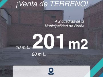 TERRENO EN VENTA 201 M2 URB. SAN LUIS GONZAGA - BREÑA