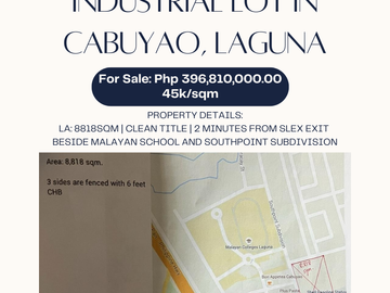 8818sqm Industrial Lot in Cabuyao Laguna - Pulo Diezmo road for sale **buyer only**