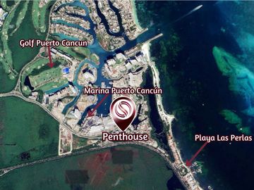 Penthouse con vista panorámica al mar en venta, Puerto Cancún, Cancún
