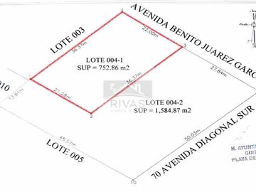 TERRENO EN VENTA 753m2 USO SUELO MIXTO FRENTE AV JUAREZ PLAYA DEL CARMEN
