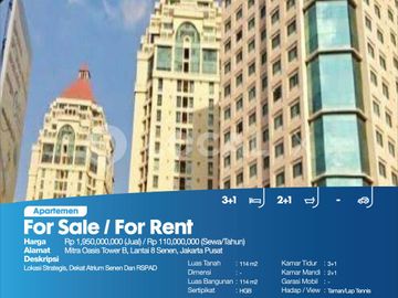 Apartemen Mitra Oasis Tower B, Lantai 8 Senen, Jakarta Pusat