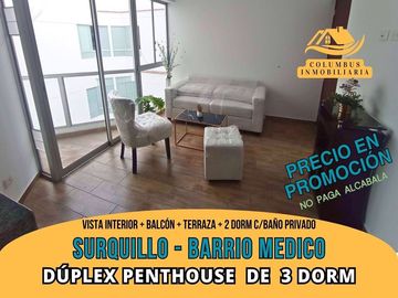 Surquillo BARRIO MÉDICO - Dúplex Penthouse de 3dorm + 1cochera + Balcón + Terraza + Cocina Kitchenette