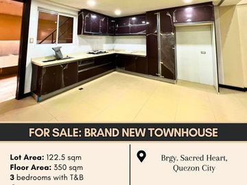 FOR SALE Brand New Townhouse located at Brgy. Sacred Heart, Quezon City