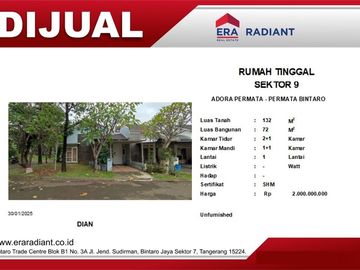 eraradiant.id | Rumah Dijual di Cluster Permata Adora Bintaro Sektor 9 - Hook