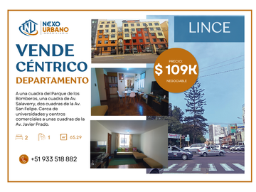 VIVE A UNOS PASOS DEL PARQUE DE LOS BOMBEROS EN LINCE - VENTA DE DEPARTAMENTO CON EXCELENTE UBICACIÓN