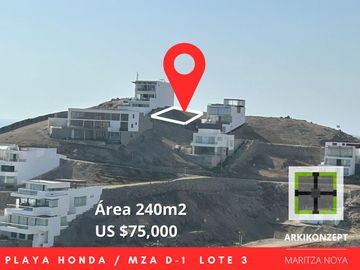 LOTE DE PLAYA 240M2  PLAYA LA HONDA (NEGOCIABLE)