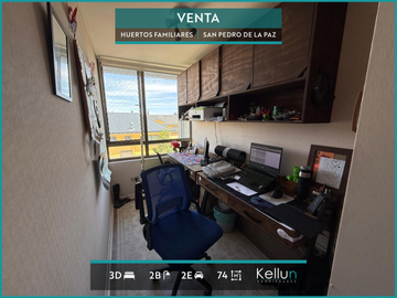 En venta departamento muy soleado ubicado en condominio de Huertos Familiares.