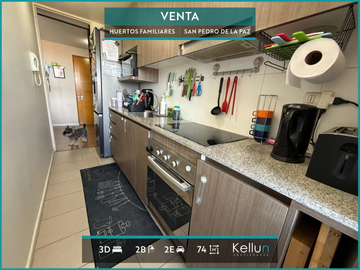 En venta departamento muy soleado ubicado en condominio de Huertos Familiares.