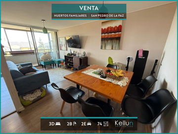 En venta departamento muy soleado ubicado en condominio de Huertos Familiares.