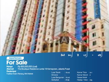 Apartemen The Boutique Residence Lantai 18 Kemayoran, Jakarta Pusat