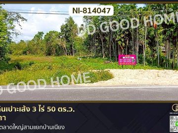 NI-814047 Po Seng land, 3 rai 50 sq w, Yala, near the big market at Sam Yaek Ban Niang