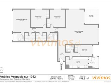 Colón con Vespucio. En el corazón de Las Condes. Departamento de 4 Dormitorios. Ideal familias